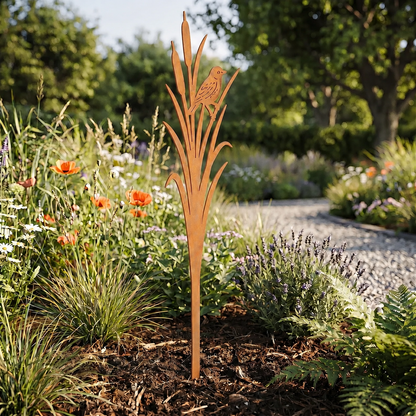 Gartenstecker Vogel im Schilf - RasenKante